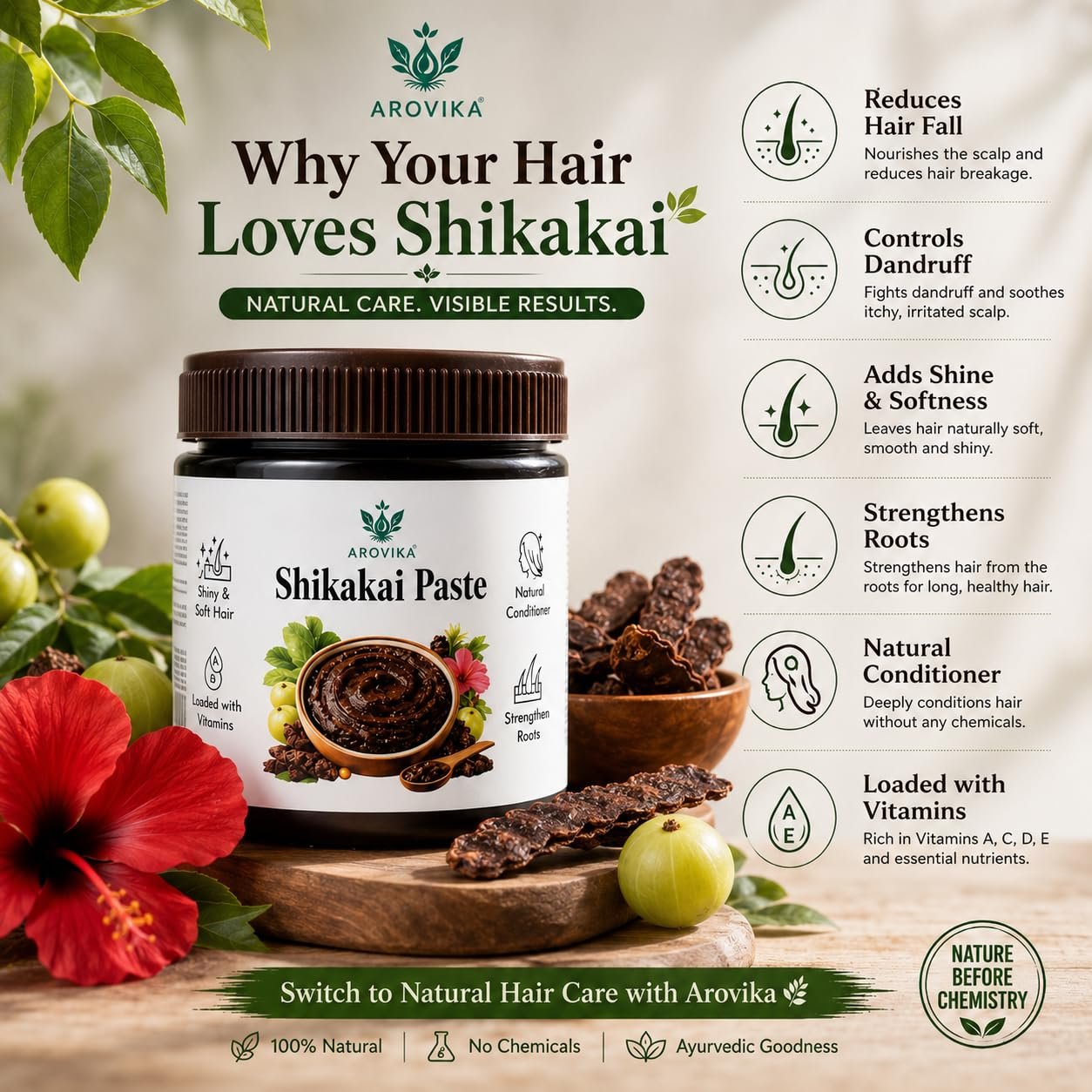 AROVIKA Shikakai Hair Care Product – Traditional Herbal Hair Cleansing - Image 2